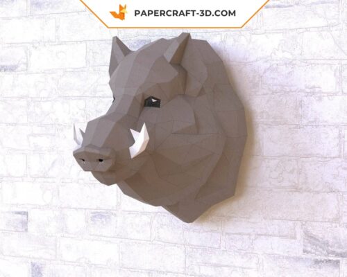 Papercraft tête de sanglier origami papier 3D