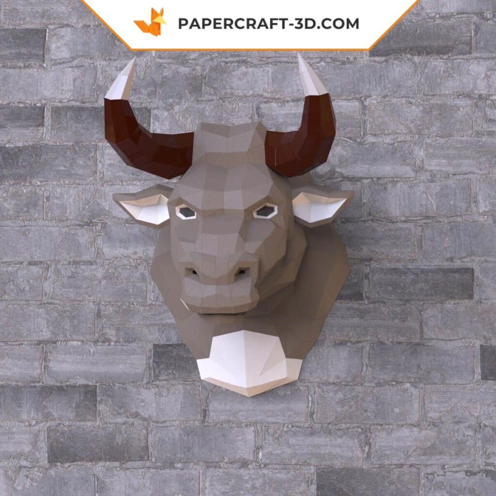 Papercraft cabeça de touro em origami