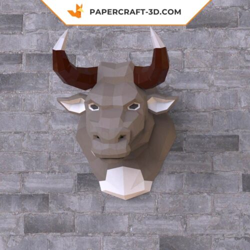 Papercraft Tête de Taureau en origami papier 3D