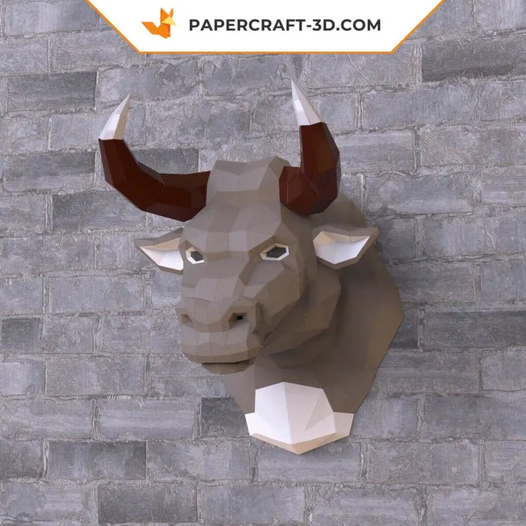 Papercraft cabeça de touro em origami