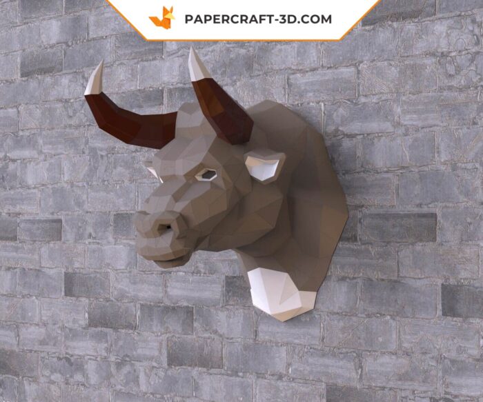 Papercraft Tête de Taureau en origami papier 3D