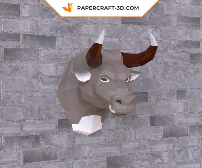 Papercraft Tête de Taureau en origami papier 3D