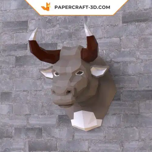 Papercraft Tête de Taureau en origami papier 3D