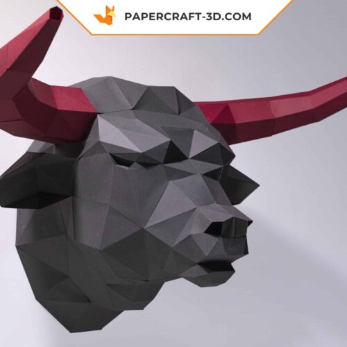 Papercraft Tête de Taureau en origami papier 3D à télécharger