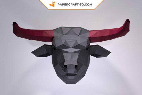 Papercraft Tête de Taureau en origami papier 3D à télécharger