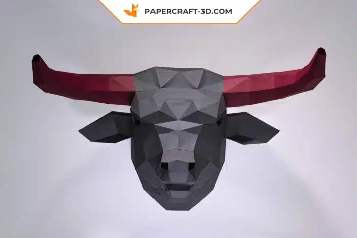 Papercraft Tête de Taureau en origami papier 3D à télécharger