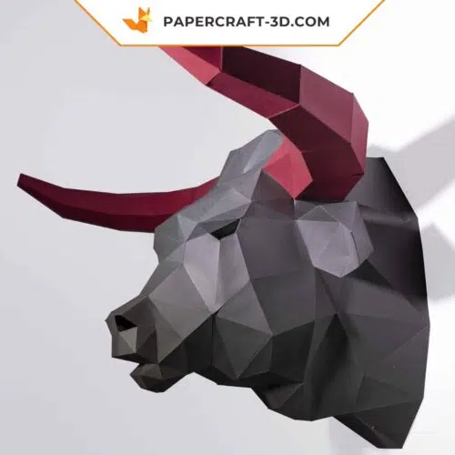 Papercraft cabeza de toro en origami