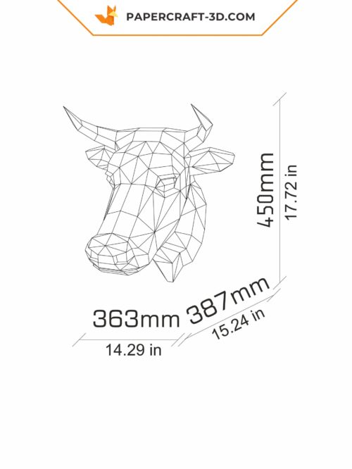 Papercraft tête de taureau en origami papier 3D DIY