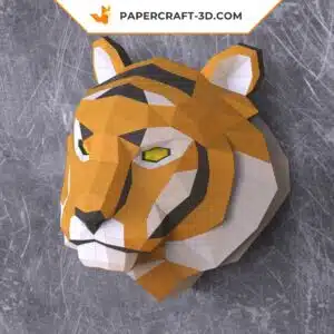 Papercraft Tête de Tigre en papier origami 3D à monter soi-même