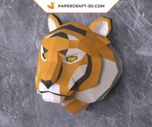 Papercraft Tête de Tigre en papier origami 3D à monter soi-même