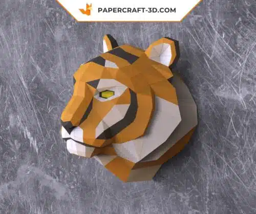 Papercraft Tête de Tigre en papier origami 3D à monter soi-même
