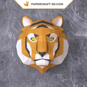 Papercraft Tête de Tigre en papier origami 3D à monter soi-même