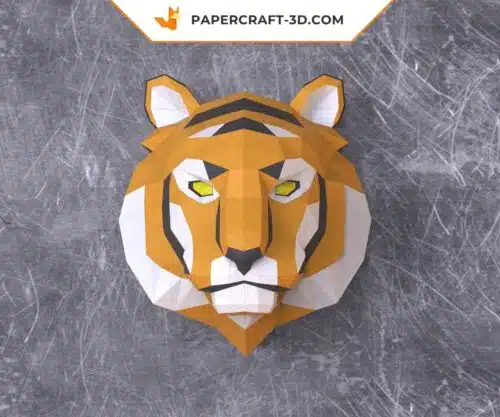 Papercraft Tête de Tigre en papier origami 3D à monter soi-même