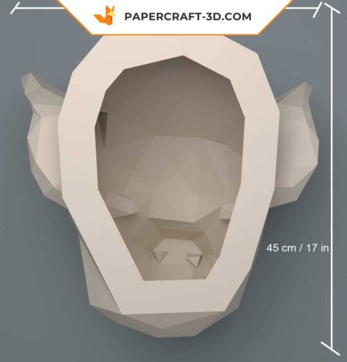 Papercraft cabeza de cerdo mural en origami