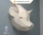 Papercraft cabeza de cerdo mural en origami