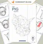 Papercraft cabeza de cerdo mural en origami