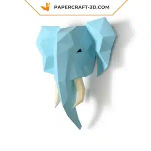 Papercraft tête d’éléphant en origami papier 3D