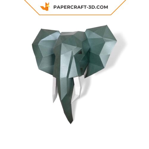 Papercraft tête d’éléphant en origami papier 3D