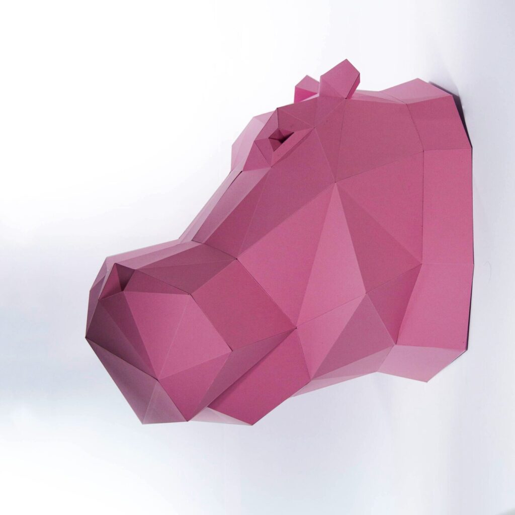 Papercraft tête d'hippopotame en origami