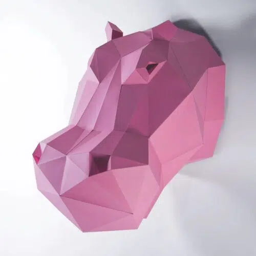 Papercraft cabeza de hipopótamo en origami