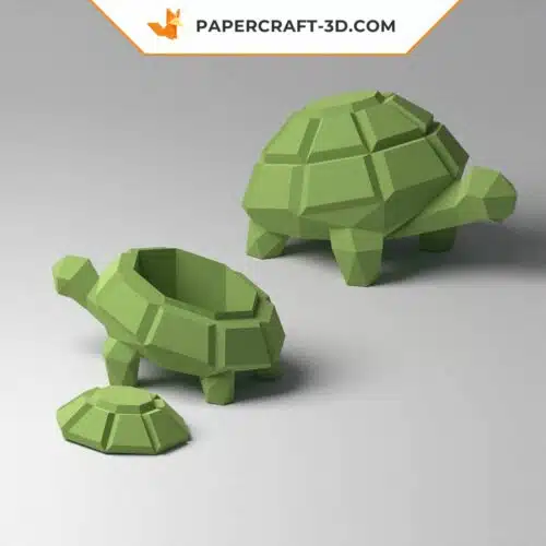Papercraft caja de tortuga en origami 3D