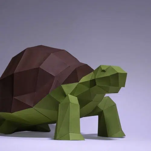 Papercraft tortue en origami papier 3D à télécharger en PDF