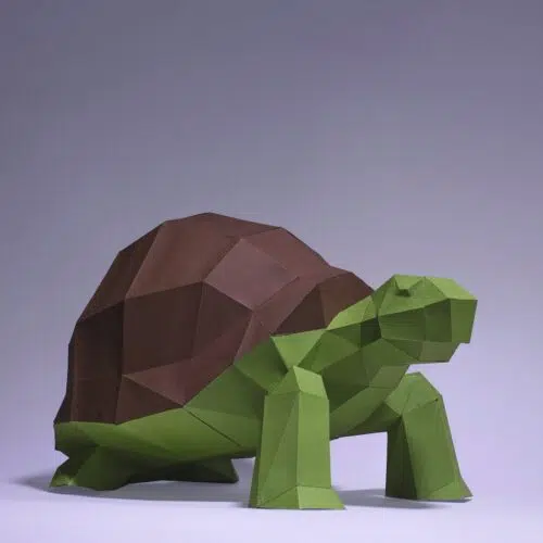 Papercraft tartaruga verde in origami 3D