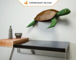 Papercraft tortue origami papier 3D DIY pour décoration d’intérieur