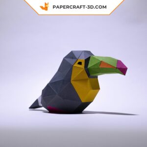 Papercraft Toucan et Calao, oiseaux minimalistes en origami papier 3D