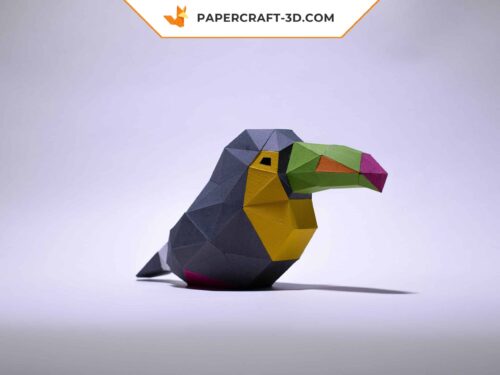 Papercraft Toucan et Calao, oiseaux minimalistes en origami papier 3D