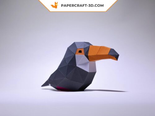 Papercraft Toucan et Calao, oiseaux minimalistes en origami papier 3D
