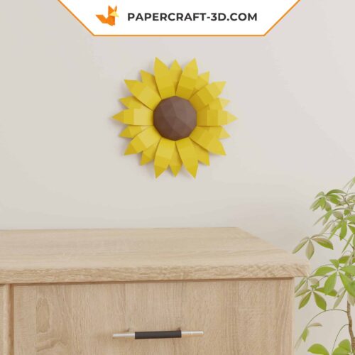 Papercraft girasole da parete in origami 3D