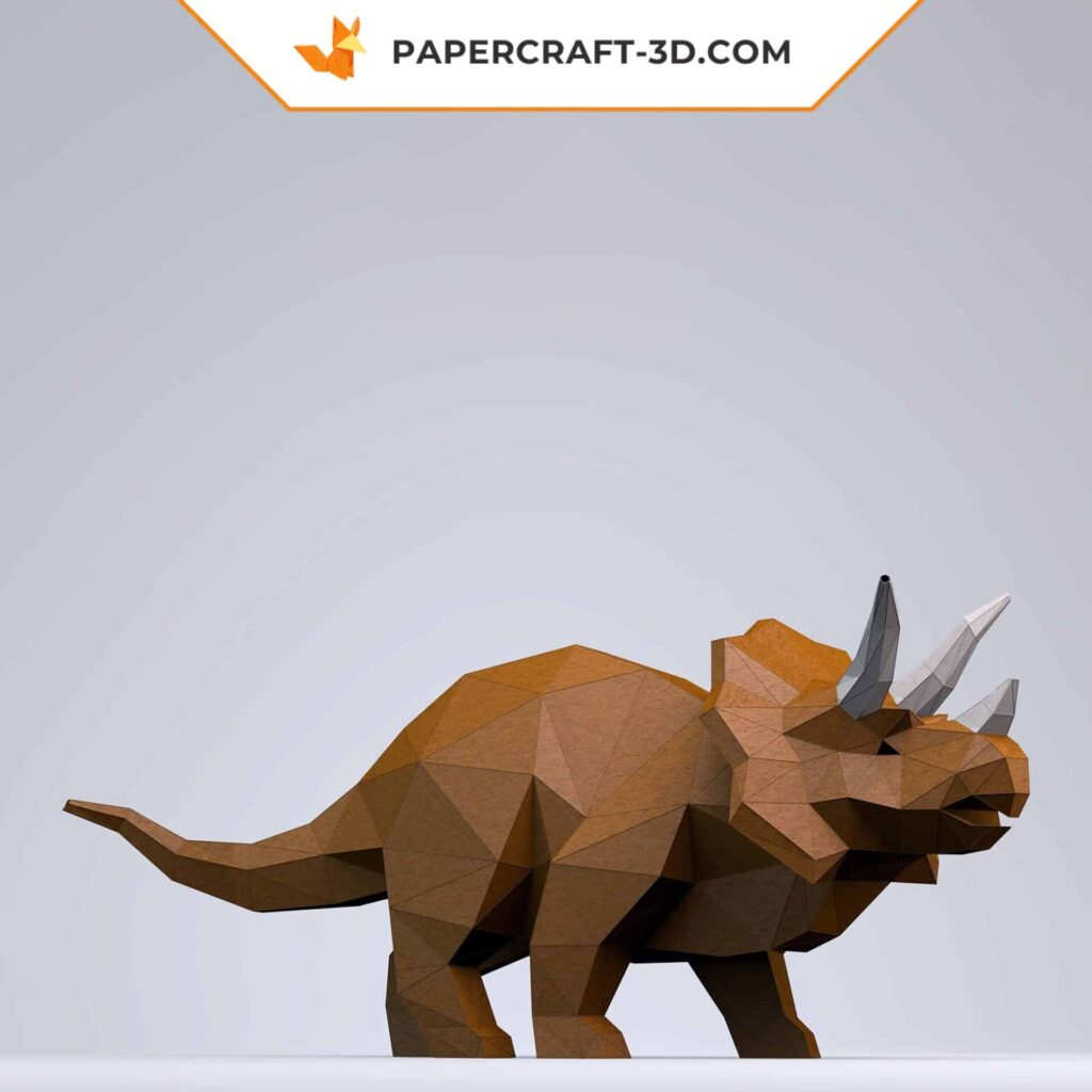 Papercraft de tricératops en origami 3D
