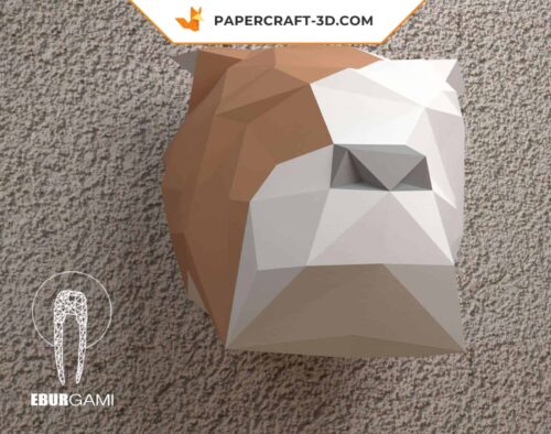 Papercraft Wandtrophäe Englischer Bulldogge in Origami