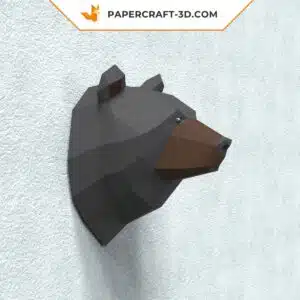 Papercraft trophée grizzly origami papier 3D