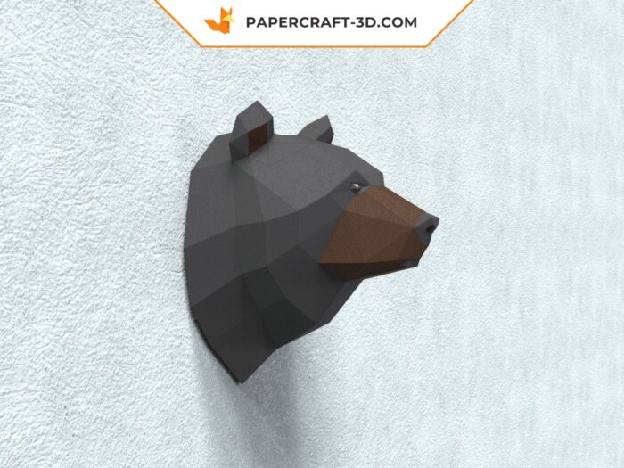 Papercraft trophée grizzly origami papier 3D