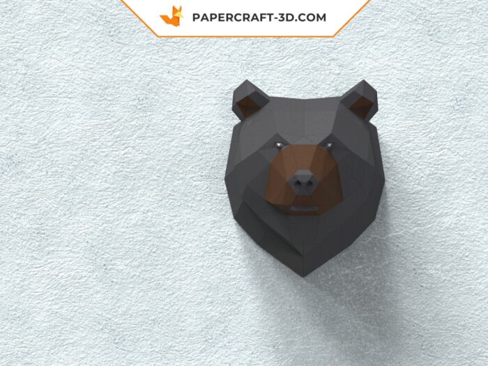 Papercraft trophée grizzly origami papier 3D