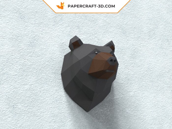 Papercraft trophée grizzly origami papier 3D