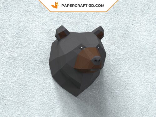 Papercraft trophée grizzly origami papier 3D