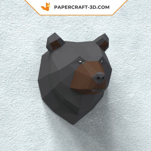 Papercraft trophée grizzly origami papier 3D
