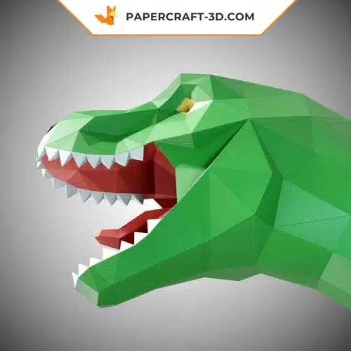 Papercraft trophée T-rex en origami papier 3D