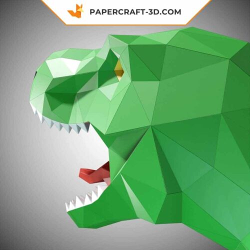 Papercraft trophée T-rex en origami papier 3D