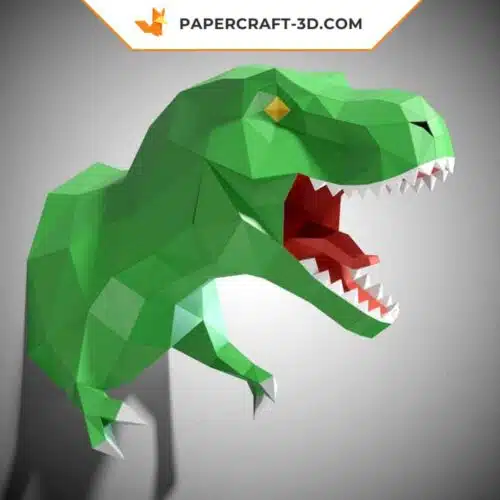 Papercraft troféu de T-Rex em origami 3D