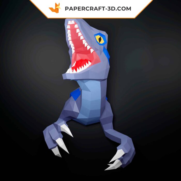 Papercraft Velociraptor Blue 3D en papier origami DIY