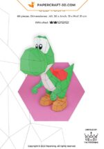 Papercraft Yoshi en origami papier 3D pour décoration maison, bureau et amateurs de Mario Bros