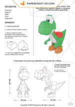 Papercraft Yoshi en origami papier 3D pour décoration maison, bureau et amateurs de Mario Bros