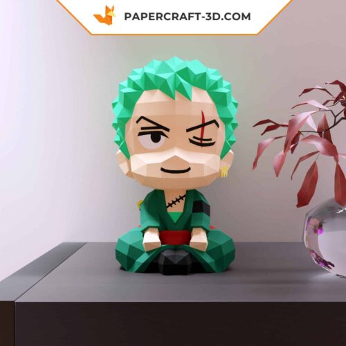 Papercraft Zoro chien en origami papier 3D, modèle numérique compatible Cricut et Cameo