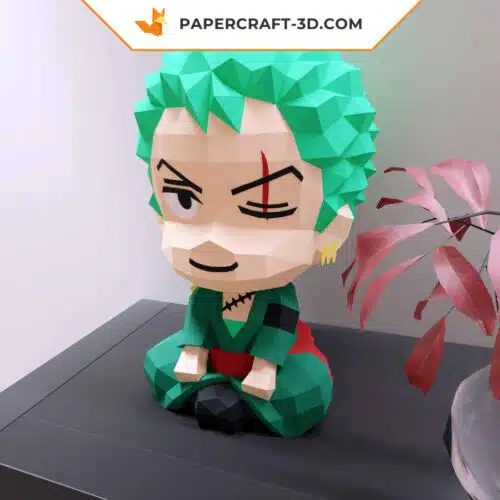 Papercraft Zoro chien en origami papier 3D, modèle numérique compatible Cricut et Cameo