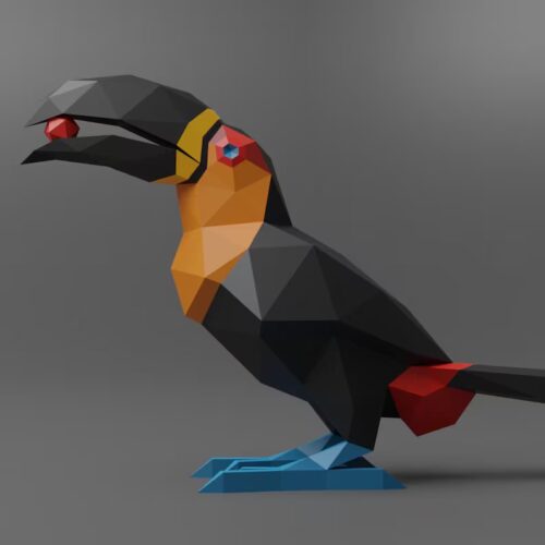 Papercraft toucan en origami papier 3D à faire soi-même