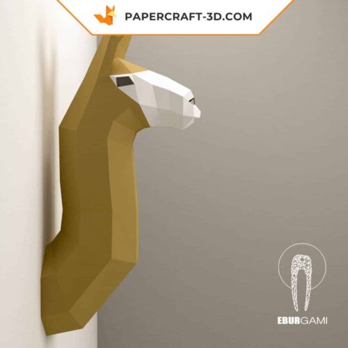 Papercraft trophé tête de lama murale en origami